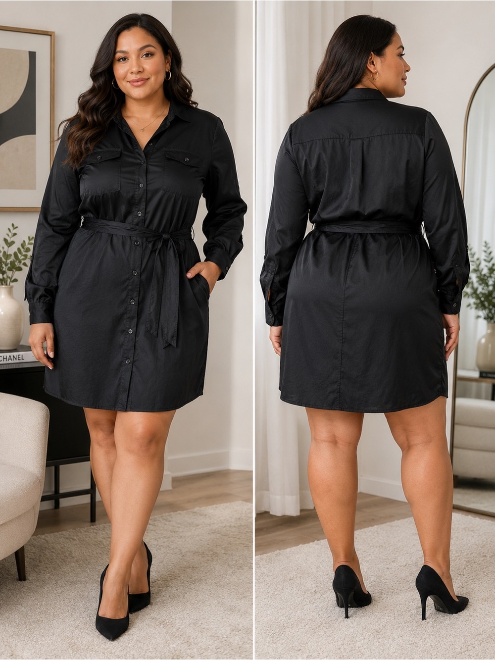 Chic Black Long Sleeve Women's Dress